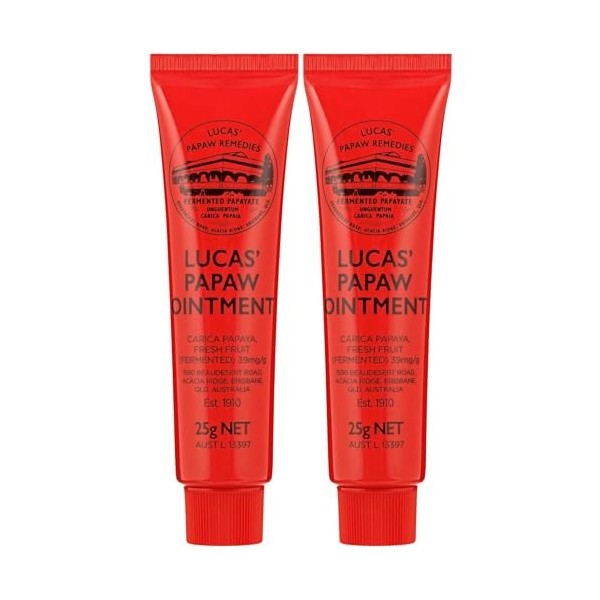 Lucas Papaw Ointment 2 × 25 g – Baume Authentique Australien à la Papaye Fermentée – Soin Peaux Sèches, Irritées, Coupures, B