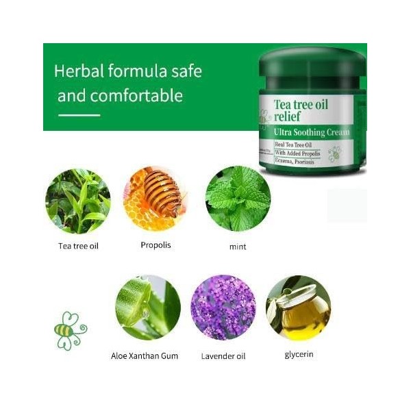 EXQST 25g Huile darbre à thé crème pour Le Visage Huile darbre à thé crème pour Le Corps apaisant hydratant pour la Peau hy