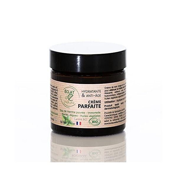 Crème parfaite Éclat de nature: Creme hydratante visage jour et nuit, creme visage bio | Creme Anti Age Homme & Femme - 50 ml