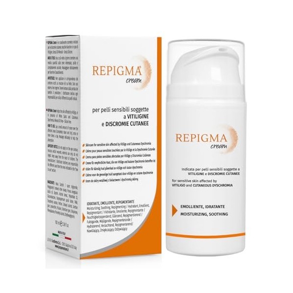 Repigma Cream : crème utile en cas de peau sujette aux taches blanches et à la décoloration. 95% d’ingrédients naturels