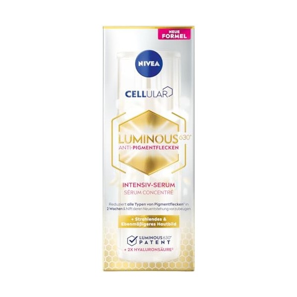 NIVEA Cellular LUMINOUS630 Sérum intensif anti-taches pigmentaires 30 ml , soin du visage à lacide hyaluronique pour un tei C...