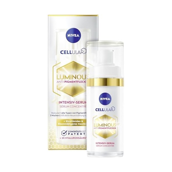 NIVEA Cellular LUMINOUS630 Sérum intensif anti-taches pigmentaires 30 ml , soin du visage à lacide hyaluronique pour un tei C...