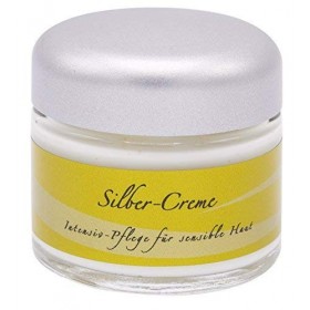 Crème Hydratante Argentée 50ml, Soin Visage Jour et Nuit Peaux Sensibles et Sèches, Naturelle, Sans Parfum, Huile de Jojoba, 