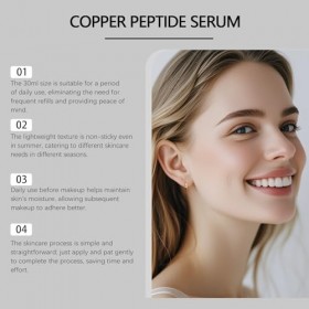 Sérum aux peptides de cuivre pour le visage, anti-âge et augmentation de lélasticité, hydratant pour tous les types de peau ...