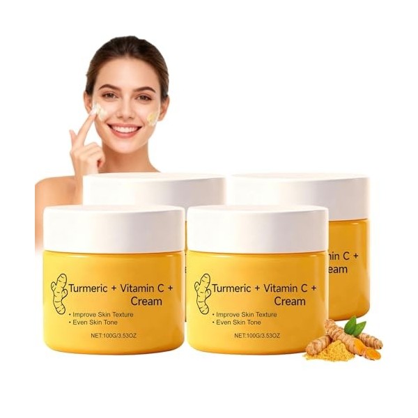 Crème Corps au Curcuma et Vitamine C pour Visage & Corps,Lotion Éclaircissante pour Teint Irrégulier, Crème Hydratante au Cur...