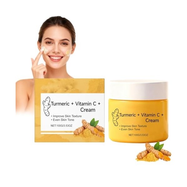 Crème Corps au Curcuma et Vitamine C pour Visage & Corps,Lotion Éclaircissante pour Teint Irrégulier, Crème Hydratante au Cur...