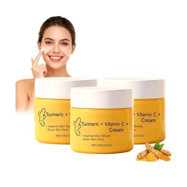 Crème Corps au Curcuma et Vitamine C pour Visage & Corps,Lotion Éclaircissante pour Teint Irrégulier, Crème Hydratante au Cur...