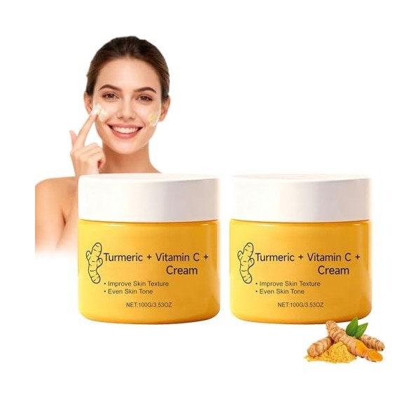 Crème Corps au Curcuma et Vitamine C pour Visage & Corps,Lotion Éclaircissante pour Teint Irrégulier, Crème Hydratante au Cur...