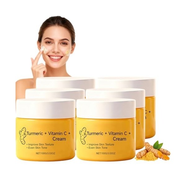 Crème Corps au Curcuma et Vitamine C pour Visage & Corps,Lotion Éclaircissante pour Teint Irrégulier, Crème Hydratante au Cur...