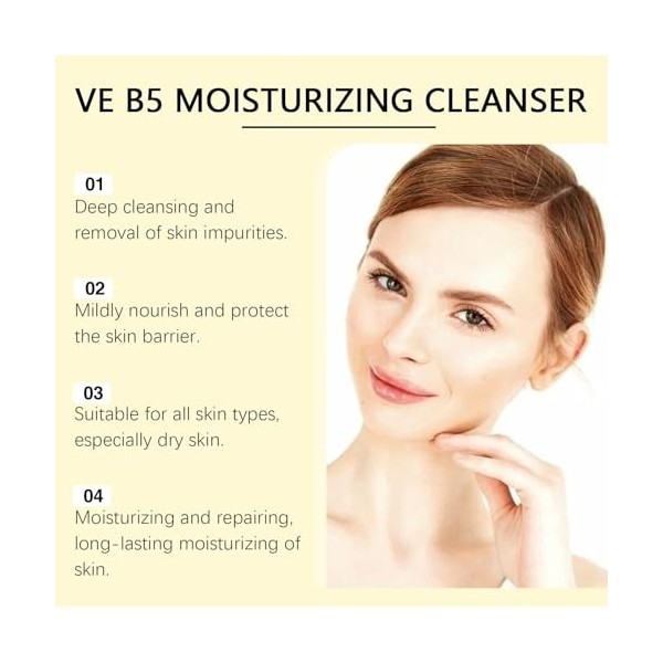 Nettoyant Visage Nourrissant À la Vitamine B5 - Élimine Les Impuretés et Lexcès de Sébum, Nettoie en Douceur, Hydrate, Ne De ...