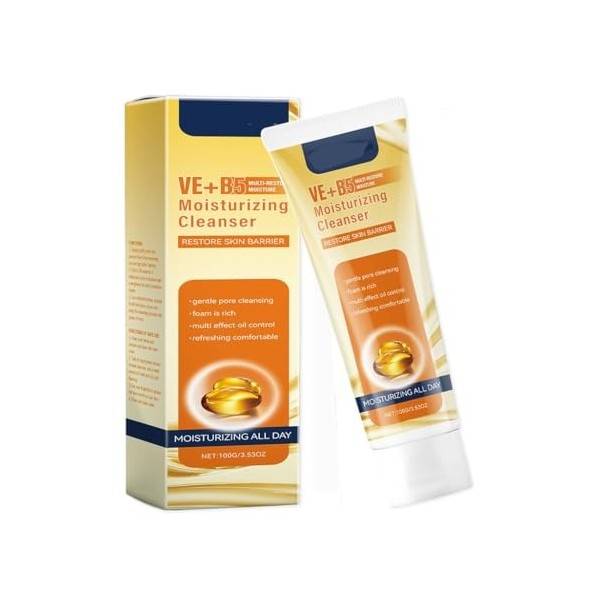 Nettoyant Visage Nourrissant À la Vitamine B5 - Élimine Les Impuretés et Lexcès de Sébum, Nettoie en Douceur, Hydrate, Ne De ...