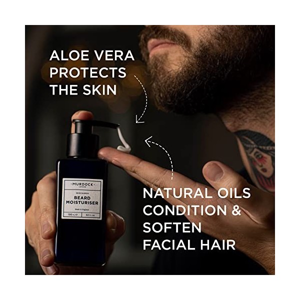 Murdock London Crème hydratante naturelle pour barbe à laloe vera - Lotion hydratante à la barbe à lhuile naturelle pour po C...