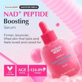 EQQUALBERRY NAD+ Peptide Boosting Serum 30ml – Sérum Visage Éclat et Fermeté avec Peptides, Hydratation Intense et Texture Li