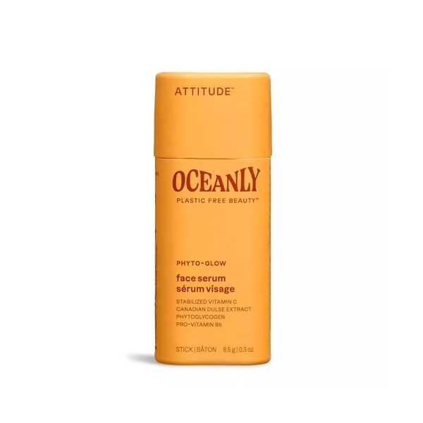 ATTITUDE Oceanly Sérum Visage Solide, EWG Verified, Ingrédients dOrigine Naturel, Soin pour la Peau Végane, PHYTO GLOW, Sans ...