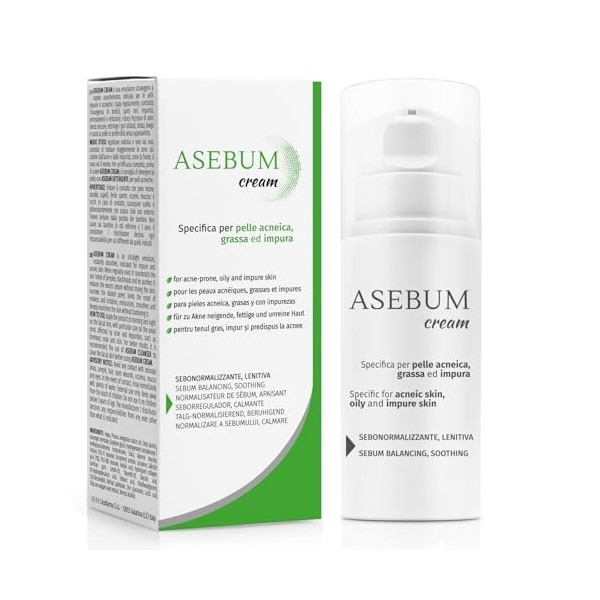 Asebum Cream | Crème anti-acné | Lutte contre l’acné, les boutons et les points noirs | Crème visage pour les peaux grasses e