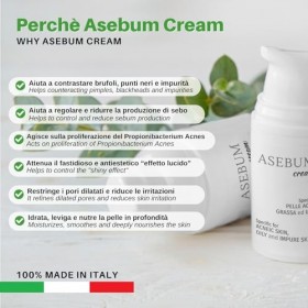 Asebum Cream | Crème anti-acné | Lutte contre l’acné, les boutons et les points noirs | Crème visage pour les peaux grasses e