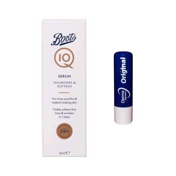 Boots Q10 Sérum nourrit et adoucit pour une peau éclatante 50 ml format voyage avec baume à lèvres original gratuit