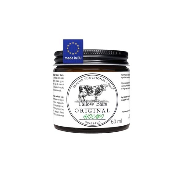 Beyond Functional Food ORIGINAL Beef Tallow Baume - Baume Naturel au Suif de Boeuf avec Huile d’Avocat - Whipped Tallow Cream...