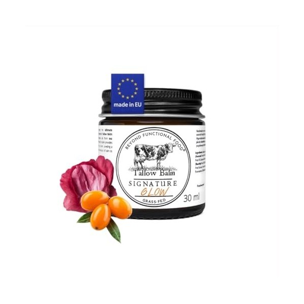 Beyond Functional Food SIGNATURE Glow Beef Tallow - Baume Visage au Suif de Boeuf avec Antioxydants - Baume Naturel au Suif d...