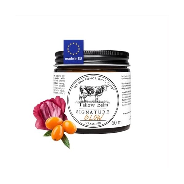 Beyond Functional Food SIGNATURE Glow Beef Tallow - Baume Visage au Suif de Boeuf avec Antioxydants - Baume Naturel au Suif d...