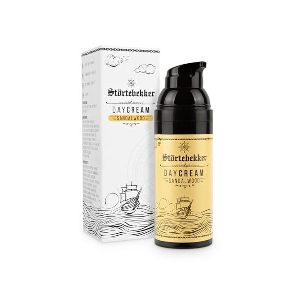 Störtebekker® Premium Crème de jour au bois de santal – Contient de lhuile damande et de lhuile de jojoba contre les irrit