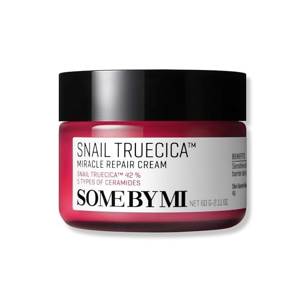 SOME BY MI Crème réparatrice miracle Truecica descargot - 2,02 oz, 60 ml - Fabriquée à partir de mucine descargot pour les