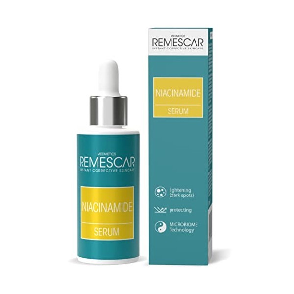 Remescar Sérum Niacinamide 30ml – Sérum Visage 10% Niacinamide – Réduit Taches Pigmentaires et Resserre les Pores – Renforce