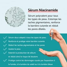 Remescar Sérum Niacinamide 30ml – Sérum Visage 10% Niacinamide – Réduit Taches Pigmentaires et Resserre les Pores – Renforce 