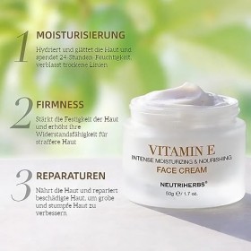 Neutriherbs Crème pour le visage à la vitamine E, crème hydratante pour le visage et le jour, crème hydratante et nourrissant