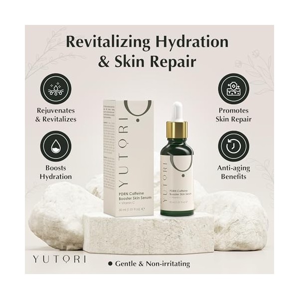 Sérum Yutori PDRN avec booster de caféine - Sérum anti-âge à base de plantes, lifting visible, soin des rides, hydratant, écl