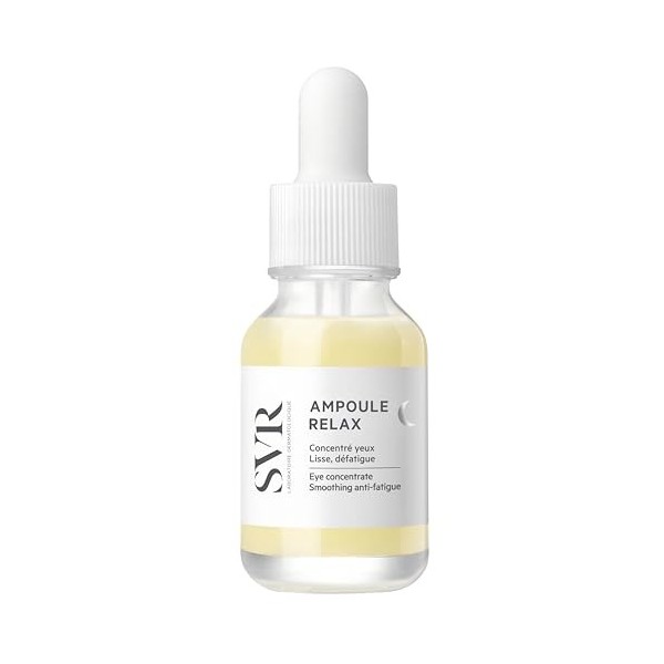 SVR – Ampoule Relax Yeux – Sérum Nuit Régénérant Anti-Fatigue – Lisse rides, atténue cernes et poches – Pour peaux sensibles 
