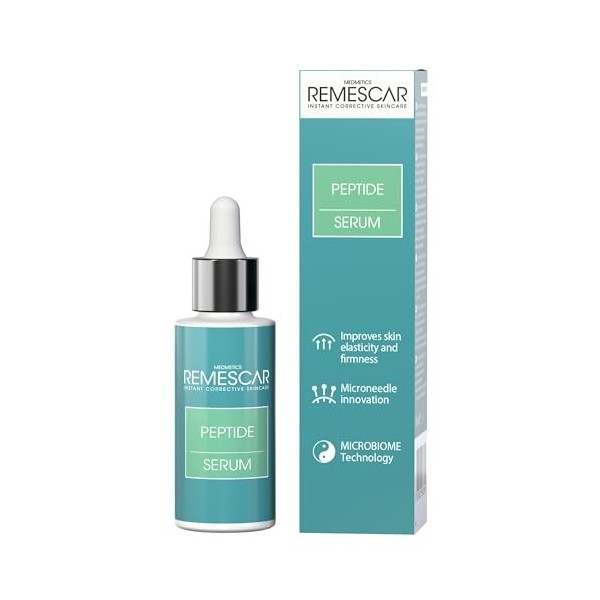 Remescar Peptide Sérum facial 30 ml – Améliore lélasticité et la fermeté de la peau – Innovation des micro-aiguilles – Techn