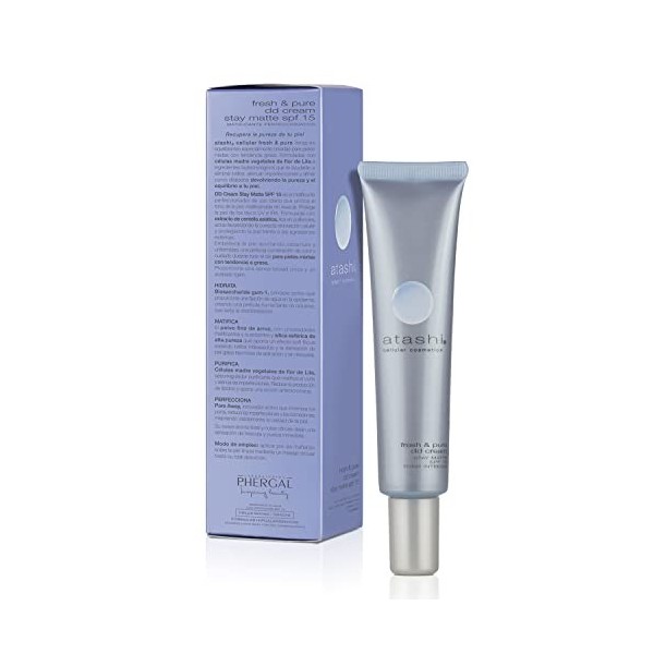 Atashi DD Crème Stay Matte | Crème Hydratante Matifiante Avec Teinte | Couverture Uniforme | Minimise Pores e Imperfections |