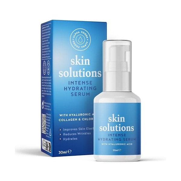 Collagene et Acide Hyaluronique Serum Visage 30ml, Serum Acide Hyaluronique Visage + Chlorella + Collagène Hydrolysé - Anti-r