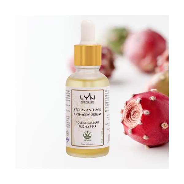 Sérum Visage Nourissant Anti-age 100% Naturel- Huile de Figue de Barbarie & Huile dArgan -30 ml-Non gras-Nourrit, Répare, Pr