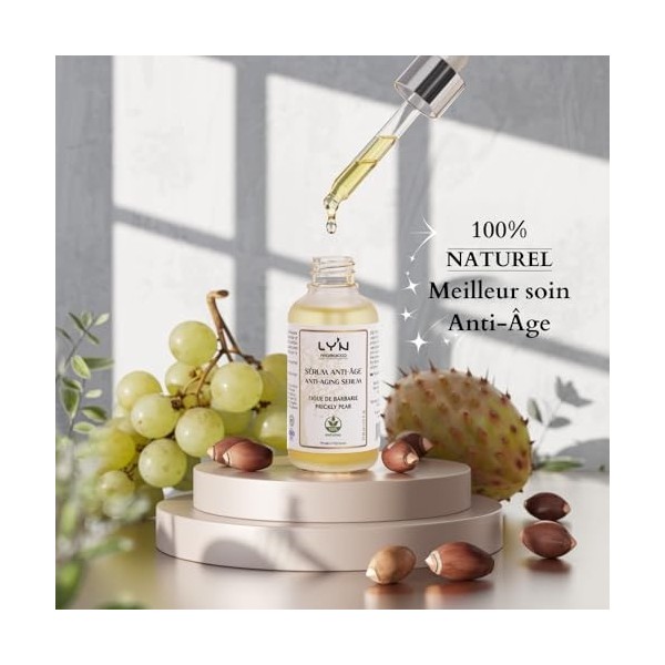 Sérum Visage Nourissant Anti-age 100% Naturel- Huile de Figue de Barbarie & Huile dArgan -30 ml-Non gras-Nourrit, Répare, Pr