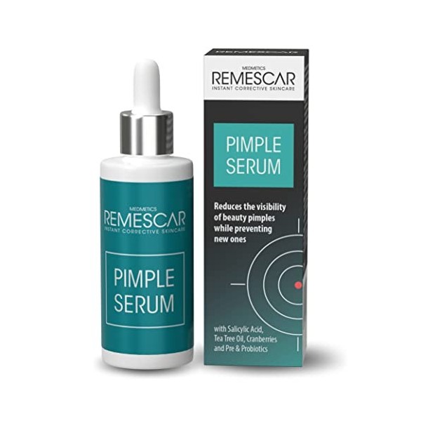 Remescar Sérum Visage Anti-Boutons 30ml – Acide Salicylique – Réduit Boutons, Points Noirs & Imperfections – Sérum Anti-Acné 