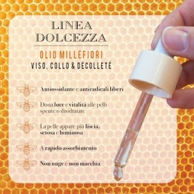 Helan Linea Dolcezza – Huile Visage Millefiori, Cou et Décolleté, Hydratante et Anti-Âge, à la Cire d’Abeille et à la Propoli