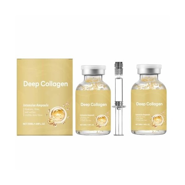 Ampoule De CollagèNe Profond 2 PièCes, SéRum Facial Liftant Aux Peptides De Soie Pour Femmes, Peau Hydratante Et Raffermissan