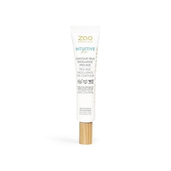 Zao Contour des Yeux Excellence Pro-Age, Acide Hyaluronique et Protéine de Lupin Bio, Crème Anti-Âge, Hydratant et Raffermiss