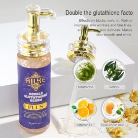 AILKE Double Glutathion PLUS Super Sérum blanchissant, hydratant, correcteur de taches sombres, éclaircissant, éclaircissant 