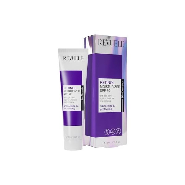 REVUELE Retinol Moisturizer SPF 30 Crème hydratante anti-âge avec rétinol et vitamine C contre les rides, la peau terne et le