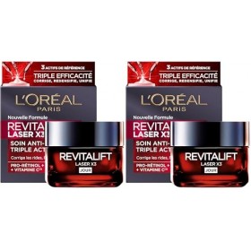 LOréal Paris - Soin Profond Visage Anti-Âge - Crème de Jour Triple Action - À lAcide Hyaluronique, Pro-Rétinol et Vitamine 