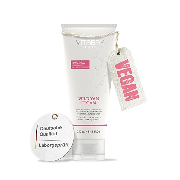 Vitabay Wild Yam Cream 250 ml - Extrait dIgname Sauvage Discorea Villosa 80% et Diosgénine 64% - Soin Naturel Quotidien po