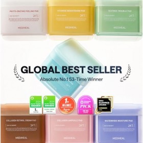 MEDIHEAL Vitamide Lot de 100 tampons éclaircissants hypoallergéniques avec niacinamide argousier stimulant léclat pour une p