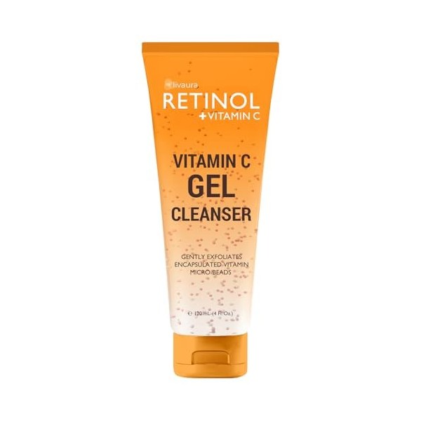 LIVAURA Nettoyant Visage au Rétinol + Vitamine C, illumine et réduit les signes du vieillissement, les ridules et la texture 
