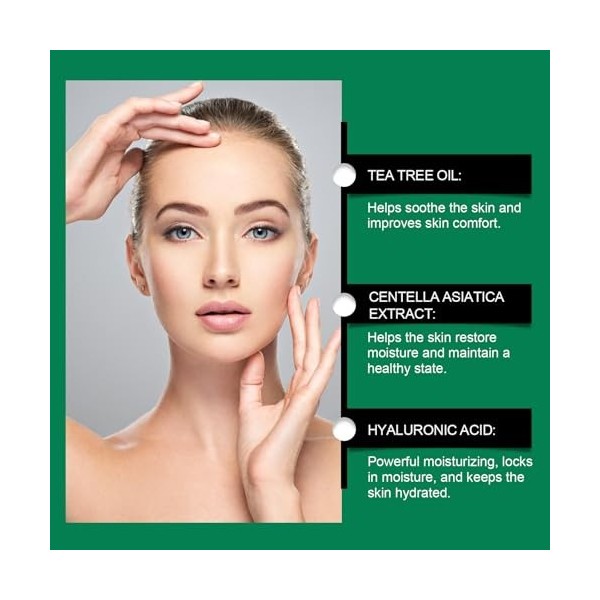 Crème Hydratante et Apaisante for le Visage - À la Centella Asiatica, Hydratation Profonde Qui Retient Lhumidité, Maintient 