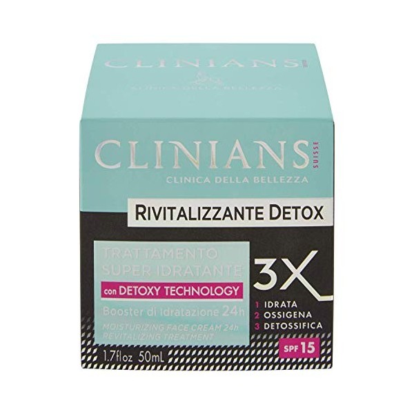 CLINIANS REVITALISSANT DETOX Traitement Super Hydratant SPF 15 avec Detoxy Technology 50 ml