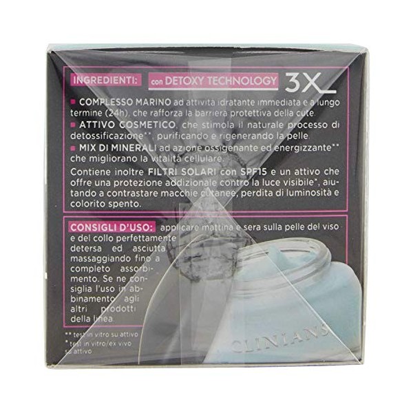 CLINIANS REVITALISSANT DETOX Traitement Super Hydratant SPF 15 avec Detoxy Technology 50 ml