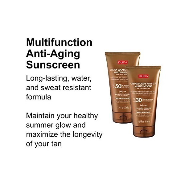 Pupa Milano Multifunction Anti-Aging Water Resistant Sunscreen for Face SPF 30 For Unisex 1.69 oz Cream